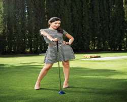 She loves to play golf and also attends some local courses on weekends She loves to play golf and also attends some local courses on weekends.
